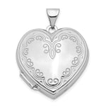 14k White Gold Scallop Design Heart Locket