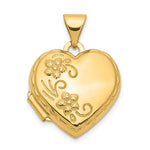 14k Polished Floral Reverses to LOVE YOU ALWAYS Script Heart Locket