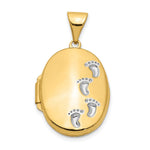 14k with White Rhodium Footprints Poem on Reverse Oval Locket