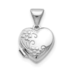 14k White Gold Floral Heart Locket