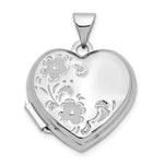 14K White Gold Polished Floral Heart Locket