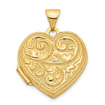 14k Scrolled Design Reverses to LOVE YOU ALWAYS Script Heart Locket