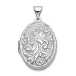 14k White Gold Polished Leaf Swirl Design with LOVE YOU ALWAYS on Reverse Oval Locket