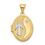 14ky w/ White Rhodium Guardian Angel Oval Locket