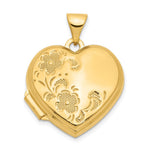 14K Polished Floral Heart Locket