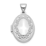 14K White Gold Oval Embossed Border Locket