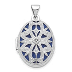 14K White Gold Diamond Vintage Oval Locket