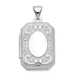 14k White Gold Fancy Border 20x Rectangle Locket