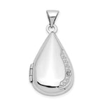 14K White Gold Polished Diamond 21x Teardrop Locket