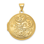 14k Scroll Design Hand Engraved Round Locket