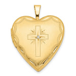 14ky Diamond Satin & D/C Cross Heart Locket