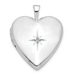 14K White Gold Diamond Heart Locket