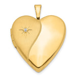 14K Polished and Satin Diamond Star Heart Locket