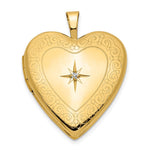 14K Diamond Side Swirl Edge Heart Locket
