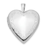 14K White Gold Flower Vine Border Heart Locket