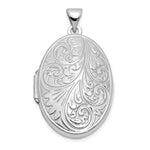 14k White Gold Scroll Design Oval Locket