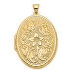 14k Reversible Floral Swirl Design Oval Locket