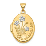 14k with White Rhodium Floral GRANDDAUGHTER with Poem on Reverse Oval Locket