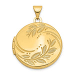 14k Polished Leaves Round Locket