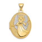 14k w/Rhodium Oval Guardian Angel Locket
