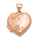 14k Rose Gold Floral Reverses to LOVE YOU ALWAYS Script Heart Locket
