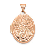 14k Rose Gold Scroll Design Oval Locket