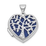 14k White Gold Tree Heart Locket