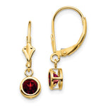 14k Garnet Leverback Earring