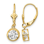 14k Round Cubic Zirconia Bezel Leverback Dangle Earrings
