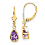 14k 8x Amethyst Dangle Earrings