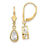 14k 8x Pear Cubic Zirconia Leverback Earrings