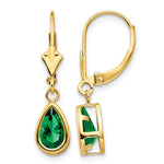 14k 8x Pear Mount St. Helens Bezel Leverback Dangle Earrings
