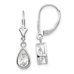 14k White Gold 8x Pear Cubic Zirconia Leverback Earrings
