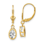 14k 7x Oval Cubic Zirconia Leverback Earrings