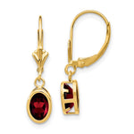 14k 7x Oval Garnet Leverback Earrings