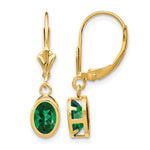 14k 7x Oval Mount St. Helens Bezel Leverback Dangle Earrings