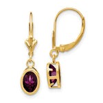 14k 7x Oval Rhodolite Garnet Leverback Earrings