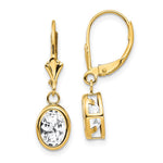 14k 8x Oval Cubic Zirconia Leverback Earrings