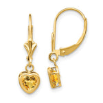 14k Heart Citrine Earrings