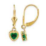14k Heart Mount St. Helens Bezel Leverback Dangle Earrings