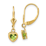 14k Heart Peridot Earrings