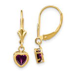 14k Heart Rhodolite Garnet Earrings