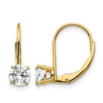 14k Round Cubic Zirconia Leverback Earrings