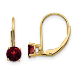 14k Garnet Leverback Earrings