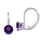 14k White Gold Amethyst Leverback Earrings