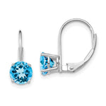14k White Gold Blue Topaz Leverback Earrings