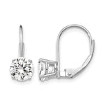 14k White Gold Round Cubic Zirconia Leverback Earrings