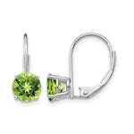 14k White Gold Round Peridot Leverback Earrings