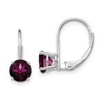 14k White Gold Rhodolite Garnet Leverback Earrings