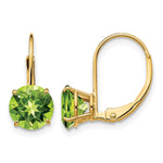 14k Round Peridot Leverback Earrings